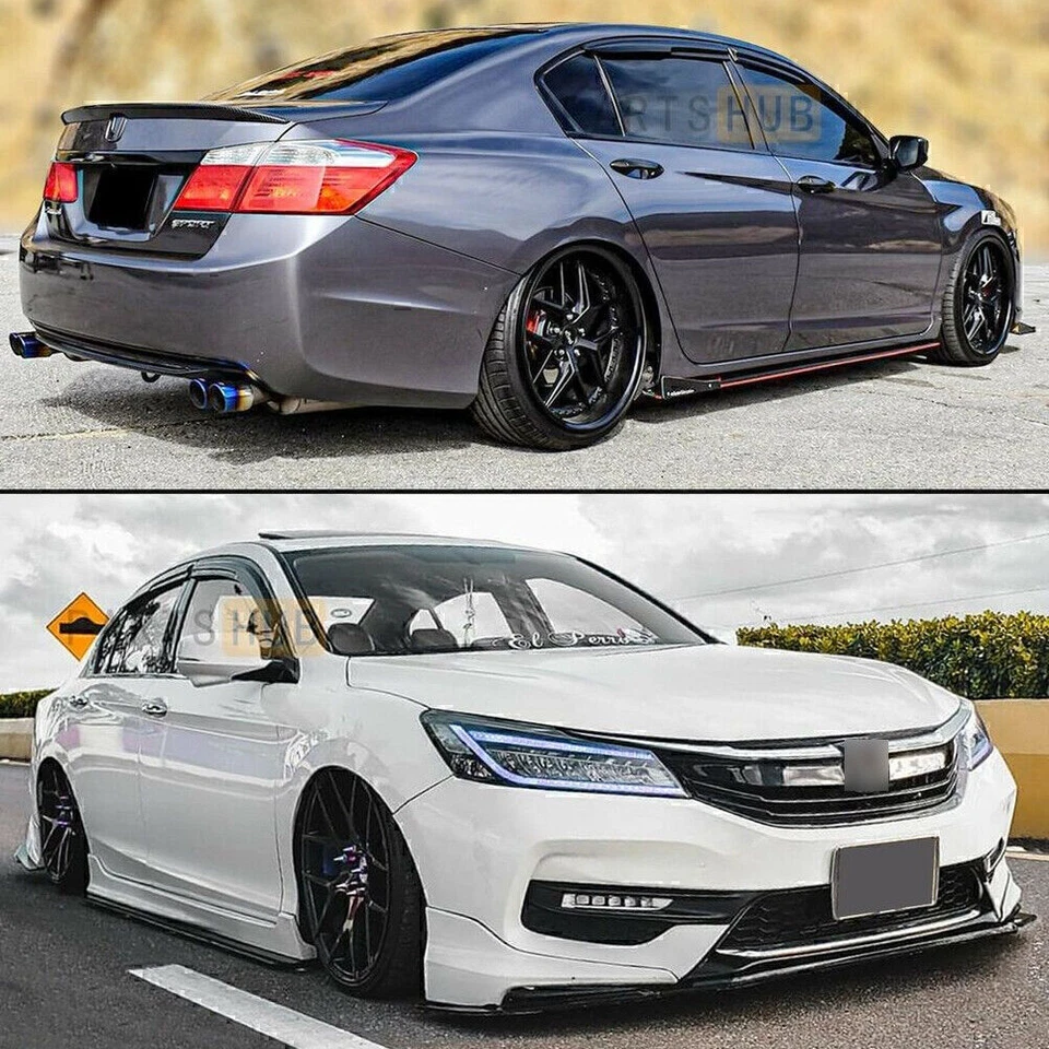 Para Honda Accord 2013-2017 3D Ondulado Mugen Ventana Visera Ventilación Protectores de Lluvia Deflector Foto 3 de 4