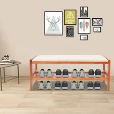 Shoe Bench with Cushion, Shoe Storage Bench for Entryway, Hallway, Living Room