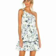 NEW! Free people M white & blue floral one shoulder knee length dress