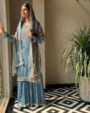PRESENTING HEAVY FAUX GEORGETTE KURTA PALAZZO WITH DUPATTA FOR WEDDING
