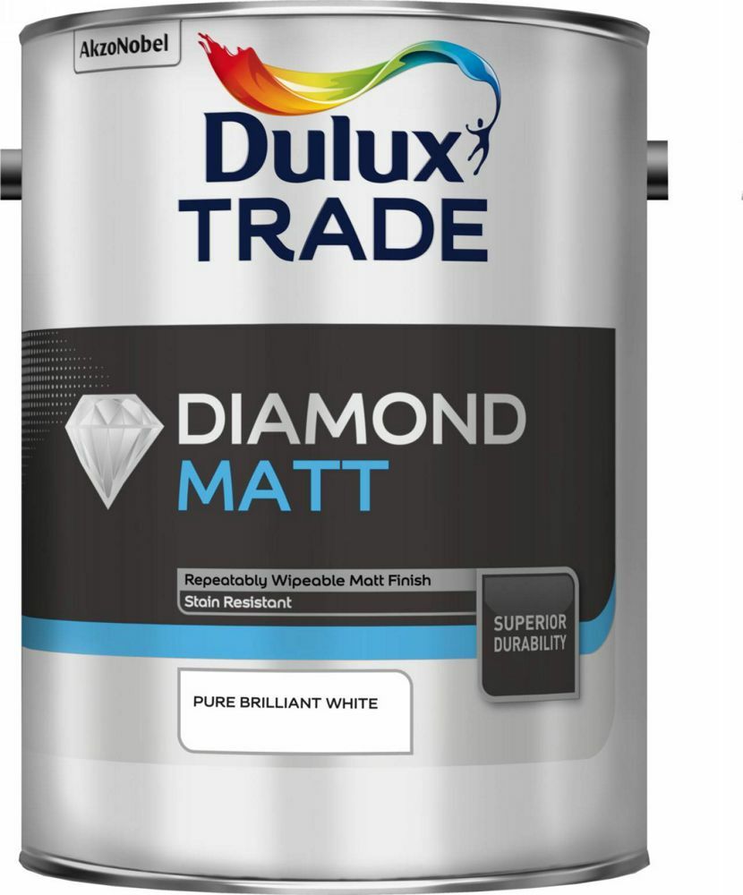 Dulux Trade Diamond Matt Pure Brilliant White, Magnolia 2.5L, 5L