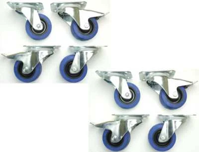 SL-ROLLEN 2 Sets SL 80 mm Schwerlast Blue Wheel Lenkrollen mit/ohne Bremse Transportrollen