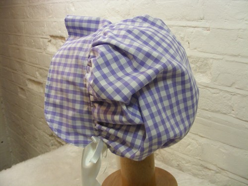 ADULT BABY SISSY BONNET blue gingham HAT COSPLAY LOLITA FANCYDRESS Victorian - Picture 22 of 40