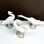 Complete Set Of 3! Vtg Lladro Porcelain Geese Bird Swan Figurines Excellent!