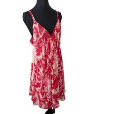 Oscar de la Renta Pink Label Chiffon Babydoll Chemise Dress Floral Size L