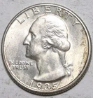 1935 Washington Silver Quarter. Nice Uncirculated Coin.