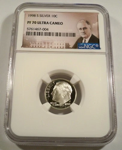 1998-S 10c SILVER NGC PF70UCAM PROOF ROOSEVELT DIME ULTRA CAMEO PR 70 DC