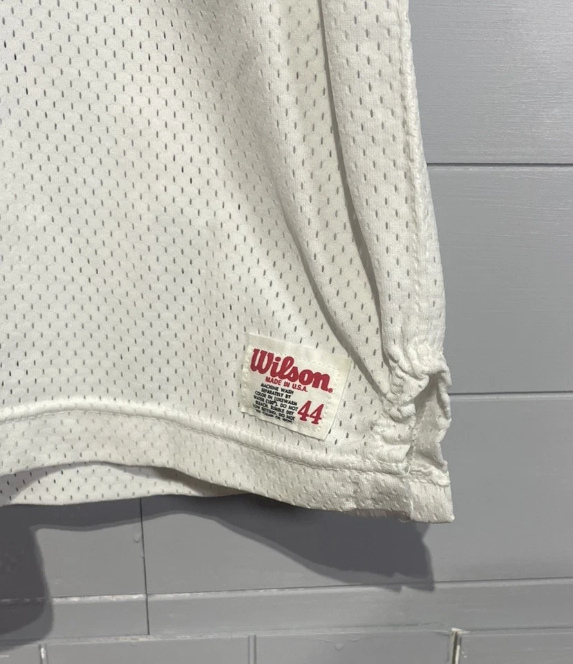 Camiseta deportiva de hockey americana vintage de los 80 Wilson #14 para hombre talla 44 blanca roja azul EE. UU. Foto 2 de 4