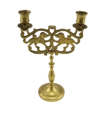 Vintage Lion of Judea Brass Sabbath Candelabra Candle Holder's Brass 13"