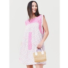 J. Marie WOMENS SIZE XS Rosalee Embroidered Pink/White Floral Dress