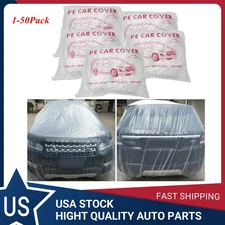 1-50PACK Clear Plastic Disposable Car Cover Temporary Universal Rain Dust Garage