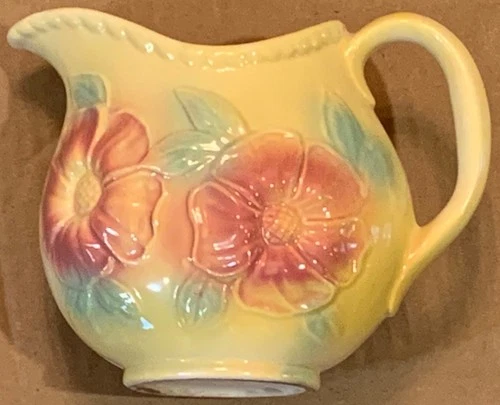 Vintage HULL Pottery Sunglow Yellow Floral Pitcher 1950s Pattern 52 5.25” Tall