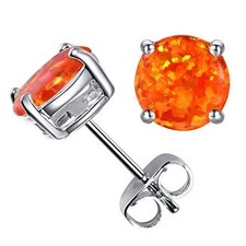 Multi Colors fire Opal Stud Earrings Birthstone Earrings For Women 01 Orange