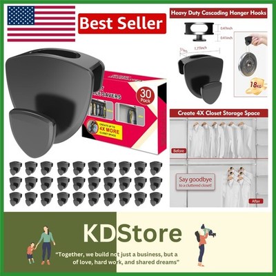 Versatile 30 Pcs Hanger Hooks - Fit All Types & Cascade for Efficient Storage