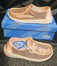 Hey Dude Wendy Disco Sequin Shoe  Rose Gold Blush  Brand New In Box  Size 7