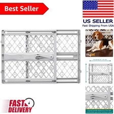 Durable 23" Tall Pet Gate with Paw Print Accents - Indoor Use, Light Gray