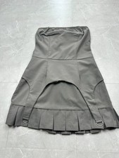 PrettyLittleThing Grey Strapless Pleated Mini Dress UK 6 Y2K