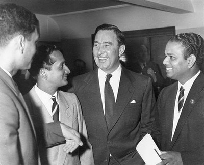Three members of touring Indian Cricket team chat to England's Den- Old Photo