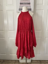 MICHAEL Michael Kors  $165 Metallic Snake Print Cold-Shoulder Dress, Size L
