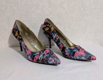 Torta Caliente Shoes Womens Size 11M Pointed Toe High Heel Pumps Multicolor Art