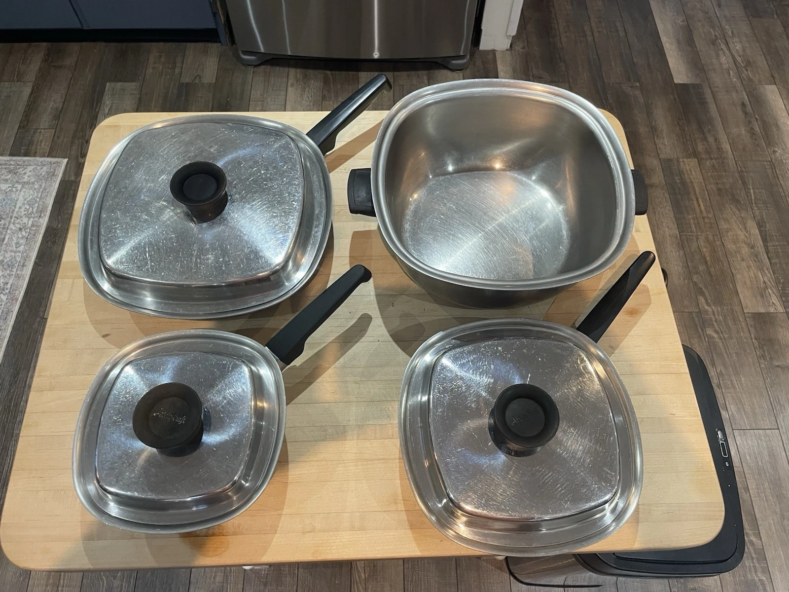 Vtg Aristo Craft 7-Pc 18/8 MultiPly Stainless Steel Square Waterless Cookware US