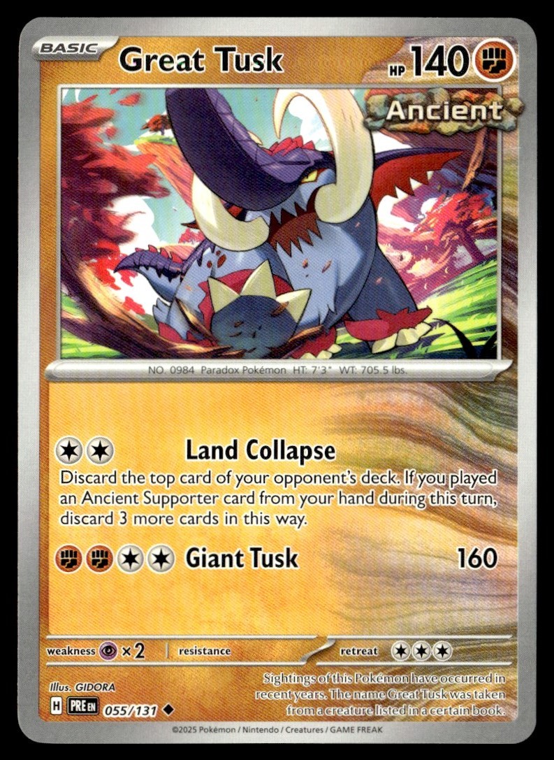 2025 Scarlet & Violet Series - Prismatic Evolutions Great Tusk Uncommon #55