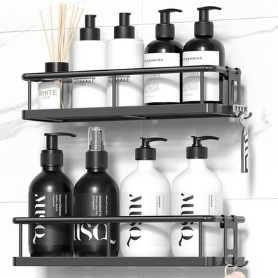 YASONIC Shower Shelf No Drilling Bathroom Organiser with Large Capacity, Quick D