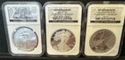 2006 American Silver Eagle $1 20th Anniversary 3 Coin Set NGC PF69 MS69 Rev PF69