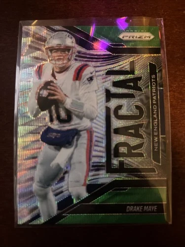 2025 Panini Prizm Football Drake Maye #7 Fractal Green Wave Prizm