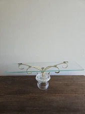 Vintage Home Interior Gold Metal Twisted Rope Wall Hanging Shelf W/Glass