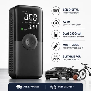 AUSHA Cordless Tire Inflator 4000mAh LCD Auto Shut Off Air Pump Car Bike Ball