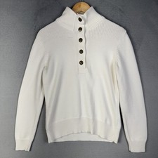 Lauren Ralph Lauren Fisherman Knitted Sweater Button Mock Size Medium White