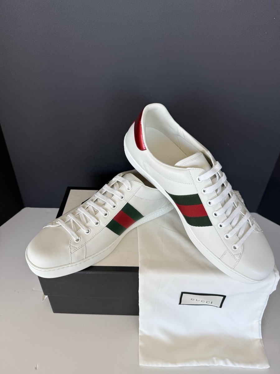 MENS GUCCI ACE GG APPLE WHITE WEB SNEAKER SIZE 11 | eBay