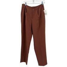 A New Day Brown Tapered Leg Pants Women  s Size 8R High Rise Stretch Career NWT