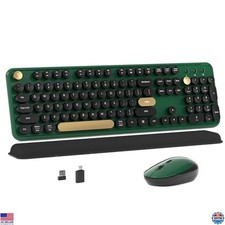 Colorful Wireless Keyboard Mouse Combo, Retro Round Keycaps, Ergonomic Design
