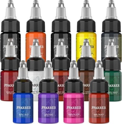 Tattoo Farbset 14 Farben 1/2oz (15ml) Flaschen
