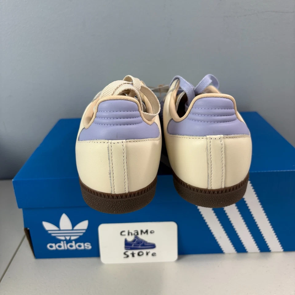 Adidas Samba OG Casual Sneaker Shoes Cream White Violet JI2678 Women's Sz 8 - Image 4 of 4