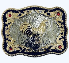 Roster Rodeo Western Cowboy Belt Buckle Hebilla Vaquera Con Gallo Mexico