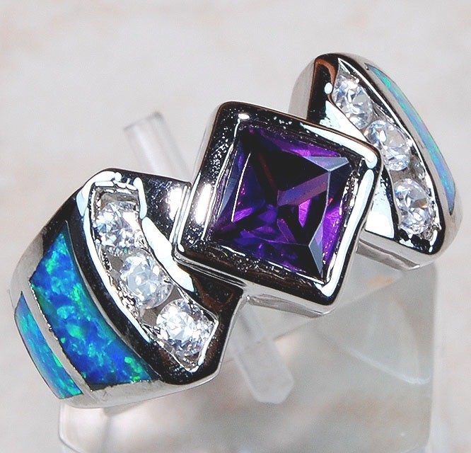 1CT Amethyst 925 Solid Sterling Silver Ring Jewelry Sz 8 AT7