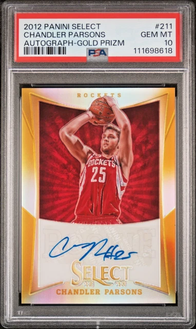 2012 SELECT GOLD PRIZM ROOKIE AUTO #211 CHANDLER PARSONS PSA 10 GEM MINT POP 1