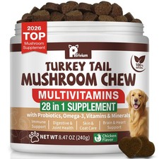 Turkey Tail Mushroom for Dogs with Probiotics - Supplement Brown