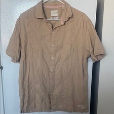 Scotch  Soda Amsterdam Large Linen Blend Beige Casual Button Down Shirt
