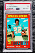 1971 TOPPS MERCURY MORRIS ROOKIE FOOTBALL CARD #91 ****SHARP**** PSA 7 NEAR MINT