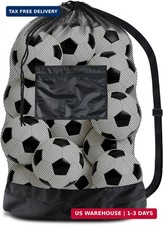 BROTOU Extra Large Soccer Ball Net Bag, 40" x 30" Drawstring Mesh Ball Bag with