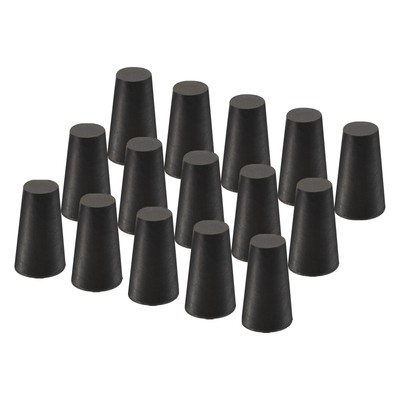 15Pcs Rubber Stoppers, Tapered Plugs, for Lab Industry (Black, 10mm to 15mm