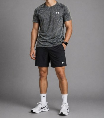 Under Armour HeatGear Herren Sportshirt Grau Meliert Gr. L Loose Fit