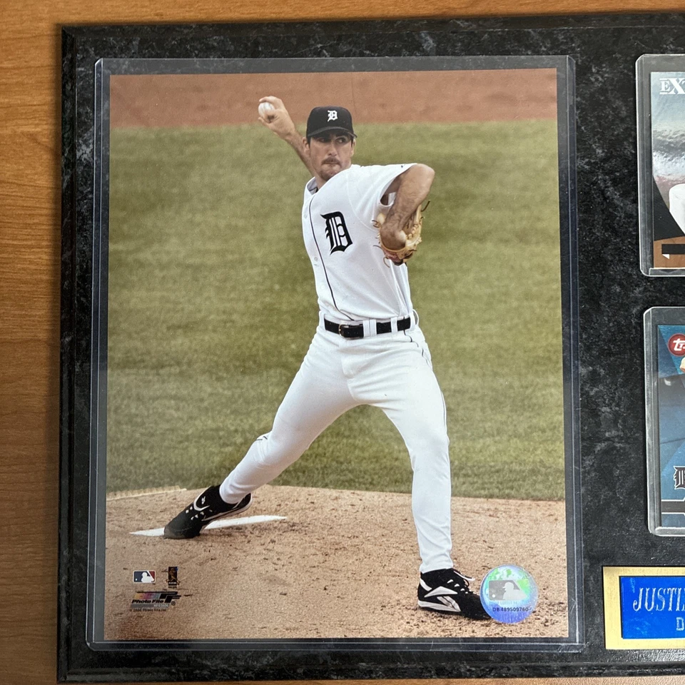 ⚾️ PLACA FOTO Y TARJETAS VINTAGE MLB TIGRES DETROIT JUSTIN VERLANDER 12" X 15" 👀 Foto 2 de 4