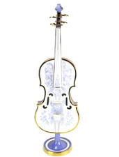 Hollohaza Porzellan Violine / Geige Endre Szász Design Ungarn Lila Gold 66cm