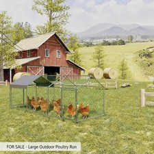 Large Metal Chicken Coop with Run 120x40x40 Weatherproof Durable Easy Assembly