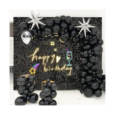 Black Shimmer Wall Backdrop,Shiny Sequins,48 Pcs Sequins Backdrop Decoration ...
